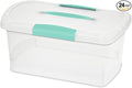 Sterilite Medium Nesting ShowOffs, Stackable Small Storage Bin with Latching Lid and Handle, Plastic Container to Organize Home, Clear, 24-Pack