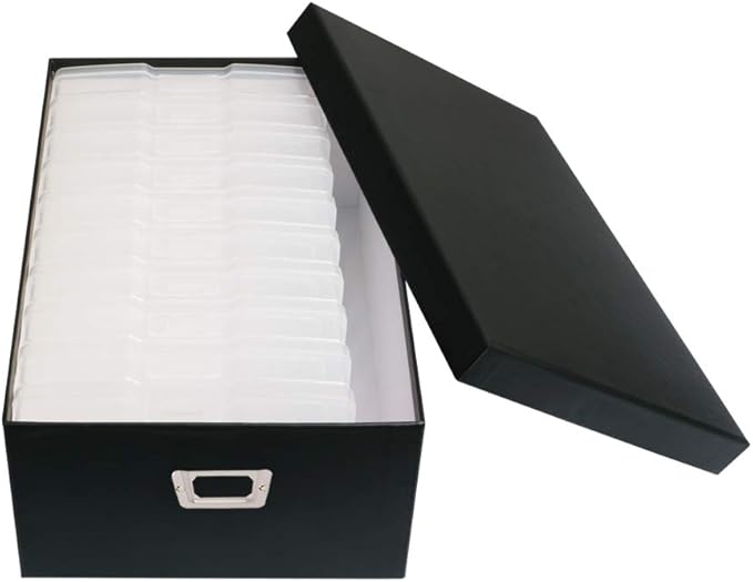 novelinks Photo Case 4" x 6" Photo Storage Box, 10 Inner Picture Storage Containers & Photo Organizer Cases, Portable Photo Craft Keeper for Photos, Crafts, Cards (Black, 1Pack)