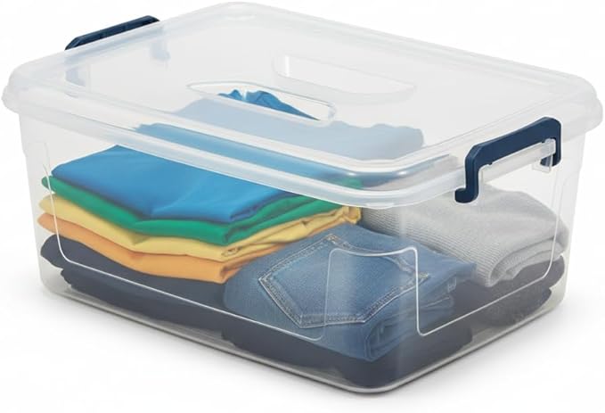 Tribello Clear Storage Bins with Lids, 6-Pack Stackable Plastic Storage Containers for Home Organization – Totes for Closet and Underbed Storage, 21 Quarts