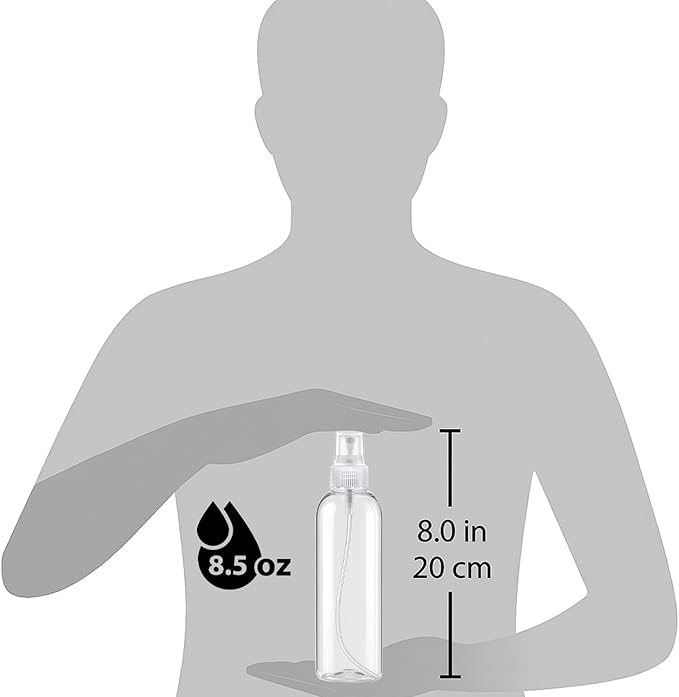 Bar5F Clear Plastic Spray Bottles – 8.5 oz / 250 ml (3-Pack) Refillable Water Spray Bottle Set | Fine Mist Spritzer for Hair, Plants & Beauty Use – Empty Reusable BPA-Free Plastic Bottles Made in USA