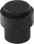 1-1/2 Inch Length 1-3/5 Height Cylindrical Floor Mount Door Stopper Heavy Duty Door Holder Brass Floor Mounted Hardware Quite Doorstop Keep Door Open, 1 Pack, Matt Black