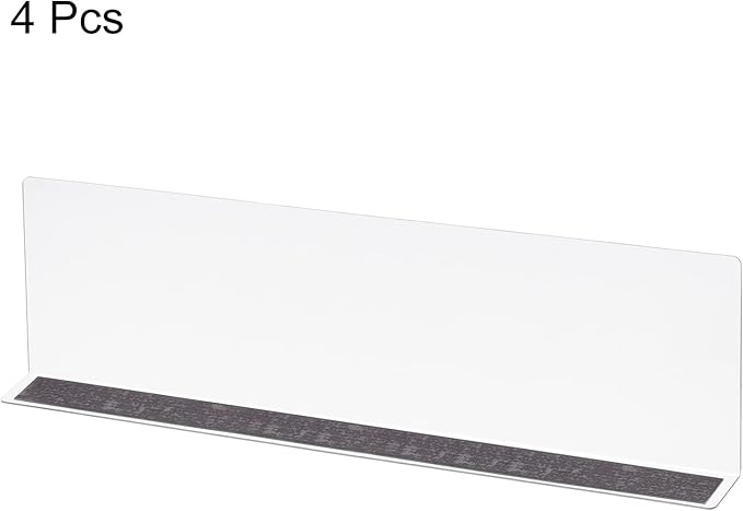 MECCANIXITY L Type Shelf Dividers, PVC Clear Closet Shelf Separator Organizer Clapboard for Cabinet Supermarket with Magnetic Strip 40 x 4 x 12cm Pack of 4