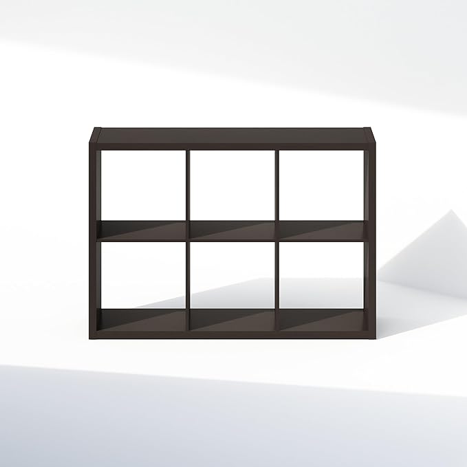 Furinno Cubic Closet Organizers and Storage, 6-Cube Closet Organizer, Open Shelf Closet Storage, Extra Thick Frame for Wardrobe, Bedroom, Living Room, Dark Oak