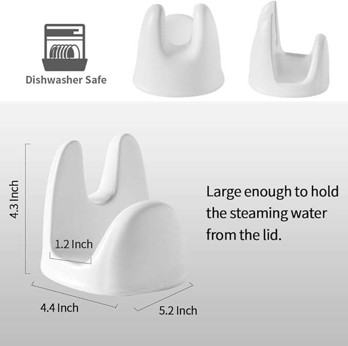 Nihow Pot Lid Holder: Stable Ceramic Pan Lid Holder for Kitchen Counter Decor/Counter top/Stove Top- Heat Resistant & Dishwasher Safe - Matte White(1 PC)