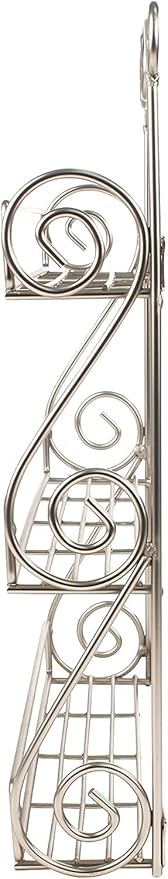 FitWell Scroll Wall Mount Spice Rack, 3-Tier, Traditional Spice Rack Cabinet & Kitchen, Beauty & Nail Polish Organizer for Bathroom, Scroll Wall-Mounted (Satin Nickel)