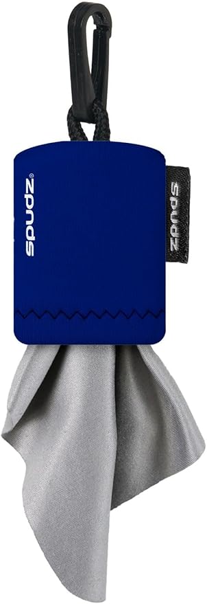 SPUDZ Ultra Microfiber Lens Cleaner – Closable Pouch, Clip-On, Washable – for Optics, Scopes, Glasses | Navy Blue, 10 x 10 Inch (2-Pack)