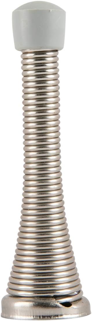 Amazon Basics Spring Door Stopper, Brushed Nickel, with Rubber Bumper Tips, 12-Pack