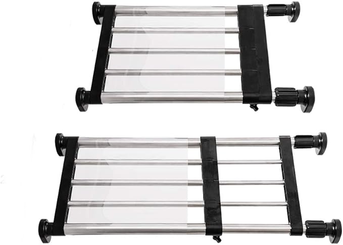 BAOYOUNI Adjustable Shelving Expandable Closet Shelves Tension Rod Clothes Hanger Storage Rack DIY Cabinet Wardrobe Kitchen Bathroom Divider Separator Organizer, Black, 2 Pack