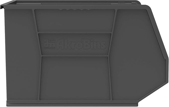 Akro-Mils 30270 AkroBins Plastic Storage Bins, Space-Saving Stackable Bins for Garage, Pantry, Craft Organization, 18" x 16" x 11", Black, 3-Pack