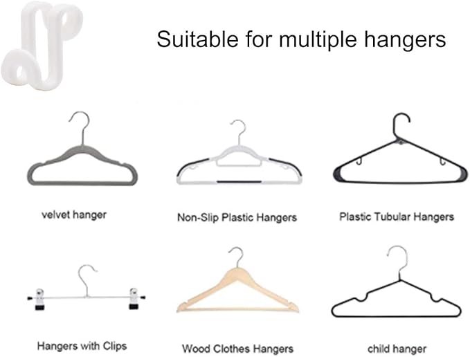 60 Pcs Clothes Hanger Connector Hooks, Mini Cascading Hanger Hooks for Velvet Huggable Hangers, Wooden Hangers, Heavy Duty Space Saving for Closet (White,60)