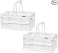Plastic Basket Storage Crates,2-pack Plastic Baskets for organizing,Collapsible Shopping Basket,Foldable Crate with Handles,Collapsible Crate for Car,Kitchen,Bathroom,Medicine Grocery