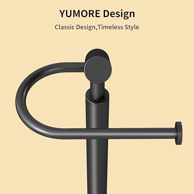 YUMORE Heavy Weighted Toilet Paper Holder Stand, No Drill Freestanding Bathroom Tissue Roll Stand, Stable Floor Standing Paper Roll Dispenser for Bathroom, Bedroom, Vanity