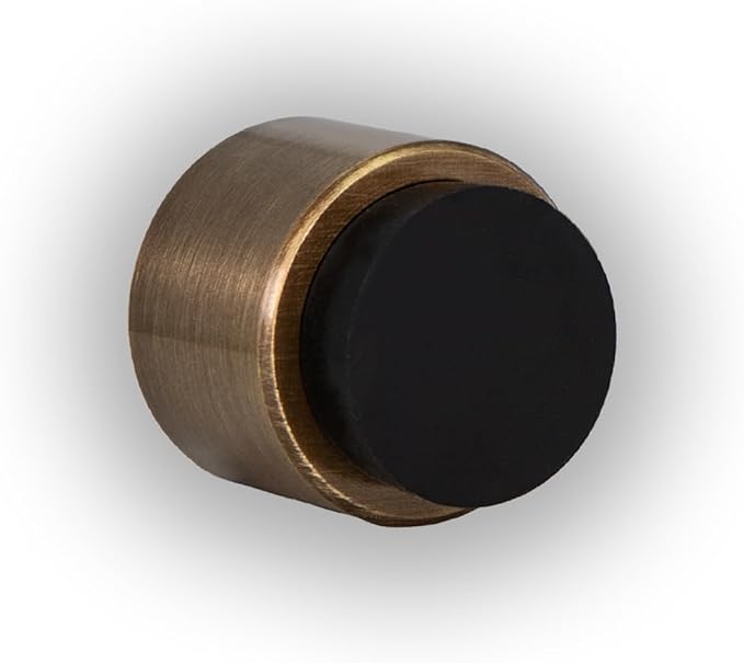 EVI | Wall Mounted Adhesive Doorstop | 1.1" x 1.1" | Made of Brass | Rustic Finish | Great Adhesion | 100% Functional | Mod. I-198/28