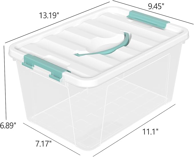 Zerdyne 6-Pack Clear Storage Latch Bins, 14 L Plastic Storage Boxes with Lid
