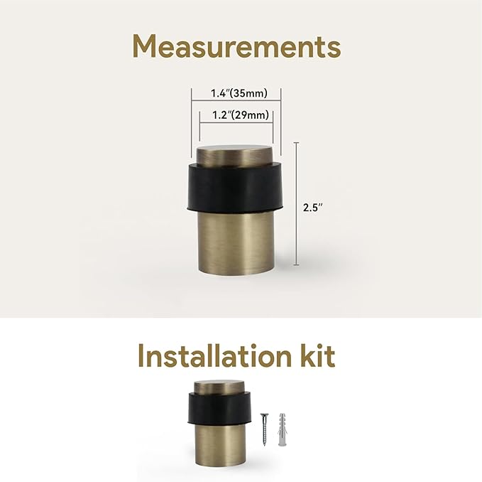 KHTUMEWARE 10 Pack 2-1/2 in Floor Door Stopper,Antique Bronze Brushed Door Stop,Wall Protector Commercial Door Bumper Wedge Decorative Cylindrical Install Door stoppers on The Floor