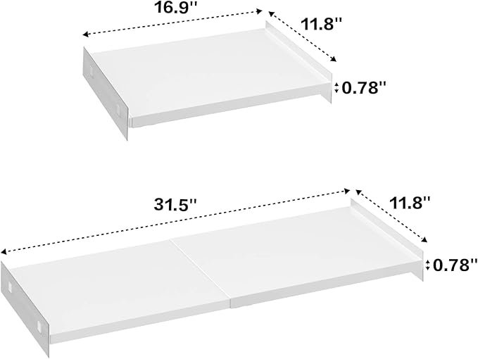 WEJIPP Closet Organizer Shelves Expandable Tension Shelving Rack Cabinet Storage Shelf Heavy Duty Metal DIY Divider Separator for Wardrobe Cupboard Pantry Kitchen Bathroom,White,2packs