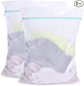 OTraki Mesh Laundry Bag for Delicates 2 Pack Garment Wash Bag 24 x 32 inch Zippered Large Washing Machine Bags for Sweater Dirty Clothes Washer College Dorm Organizer Don't Drying, Melting 140-176℉
