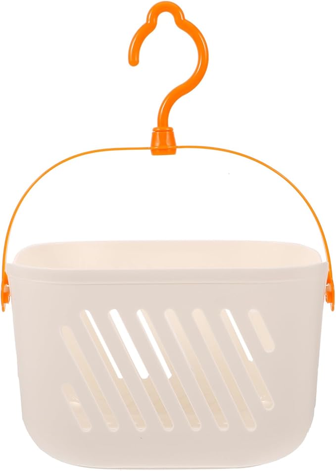 Angoily Small Shower Caddy, Plastic Hanging Basket for Shower with Hook Waterproof Storage Basket for Bathroom and Wall Mounted Organizer with Hollow Drainage Space Saving Storage Solution