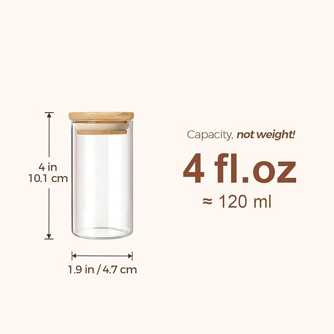 ComSaf Spice Jars with Label 4oz 16 Pack, Glass Spice Jars with Bamboo Lid, Small Seasoning Containers with 54 Black Labels, Stackable for Kitchen, Pantry Organization, Loose Tea, Herbs, Powders, Salt