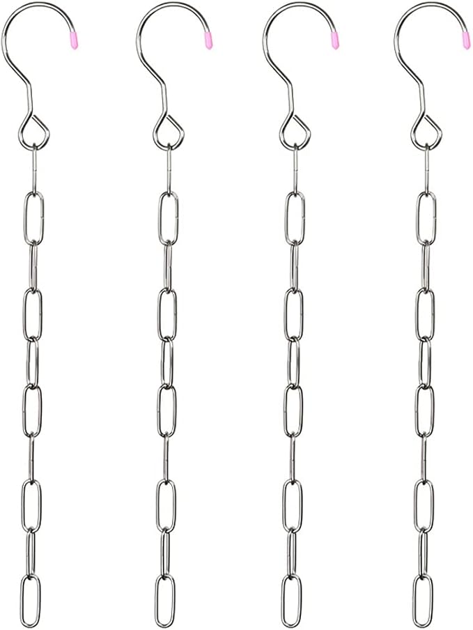 luzen 4Pcs Stainless Steel Closet Organizers and Storage Space Saving Hanger Chains Clothes Hanger Connector Chain Cascading Hangers Chains for Display and Storage Retail Store Home Use, Silver