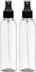 BRIGHTFROM Fine Mist Spray Bottles 6 OZ, Cylinder BPA Free Refillable Containers, Clear, Empty for Essential Oils, Spray, Water - 2 PACK (Black)
