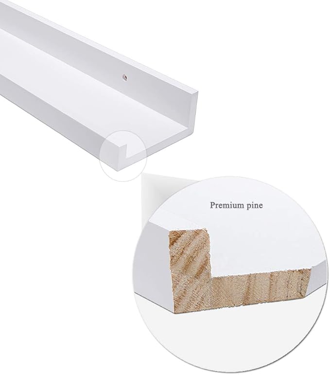 AZSKY 24 Inch Picture Ledge Shelf Floating Shelves Wall Mounted Set of 2 White