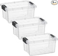 Superio Clear Storage Boxes with Lids, 3.5 Quart Plastic Container Bins for Organizing, Stackable Crates, BPA Free, Non Toxic, Odor Free, Organizers for Home, Office and Dorm, 3 Pack