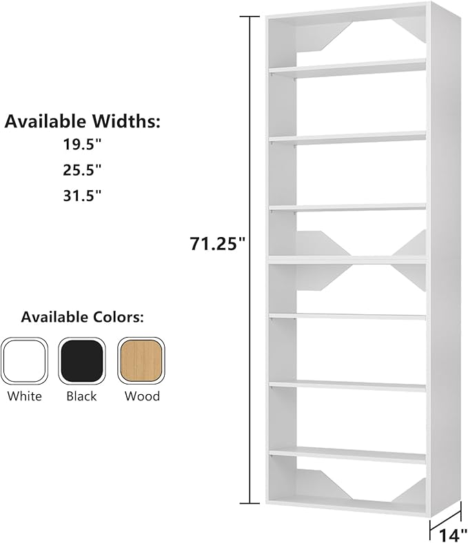 ROOMTEC Modular Closet System, 19.5" Shelf Closet Tower Wall-Mounted Closet Organizer, Wooden Tower for Walk-In Closets, Wardrobe Storage Kit, White