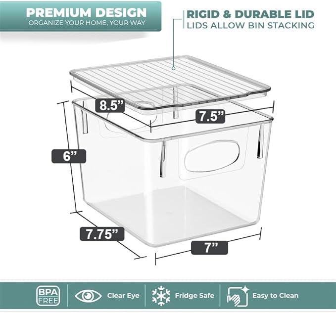 Sorbus Medium Clear Plastic Storage Bins with Lids, Clear Stackable Storage Bins, Clear Toy Storage Bins, Clothes, Medicine, Makeup, Closet, Art Supply, Bathroom, Shoe, Toy Storage Organizer (2 Pack)