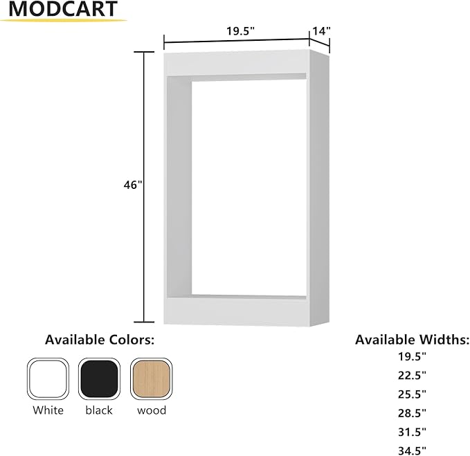 Double Hanging Closet Unit, Modular Wood Closet System Organizer with Storage, White, 19.5"W