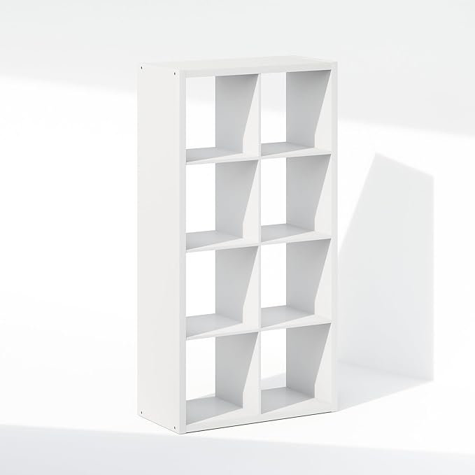 Furinno Cubic Closet Organizers and Storage, 8-Cube Closet Organizer, Open Shelf Closet Storage, Extra Thick Frame for Wardrobe, Bedroom, Living Room, White