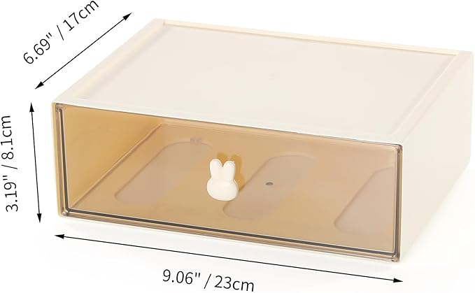 Desktop Storage Drawers, Plastic Desk Organizer with 1 Large Drawer, Modular Stackable Toolbox Units for Office Stationary, Makeup Container, Bathroom Countertop (1 Tall Layer, Cream & Clear)