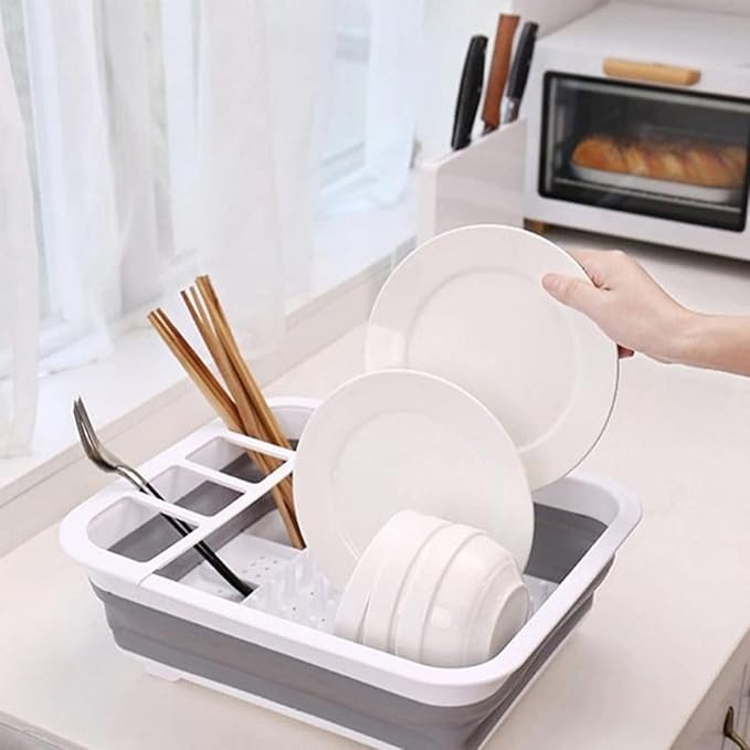 Drying Rack Kitchen, Dish Drying Rack, Dish Racks for Kitchen Counter, Dish Rack, Collapsible Dish Drying Rack—Suitable for Kitchens, motorhomes, Yachts, Campers (Off-White)
