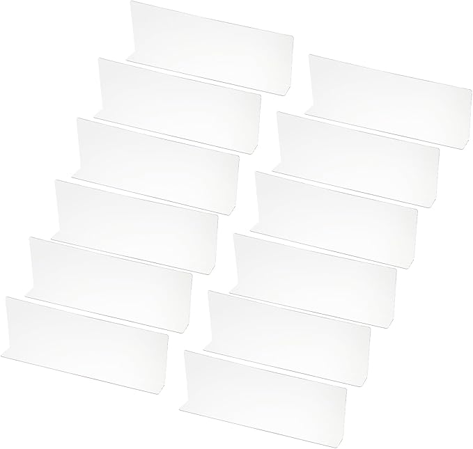 PATIKIL 12 Pack Shelf Dividers for Closet Organization, 13.8x1.57x4.7 Acrylic Closets Separator Kitchen Cabinet Shelves Under Bed Blocker for Bedroom Kitchen Office, Clear