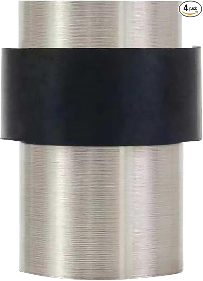 KHTUMEWARE 4 Pack 2-1/2 in Floor Door Stopper,Brushed Satin Nickel Door Stop,Wall Protector Commercial Door Bumper Wedge Decorative Cylindrical Install Door stoppers on The Floor
