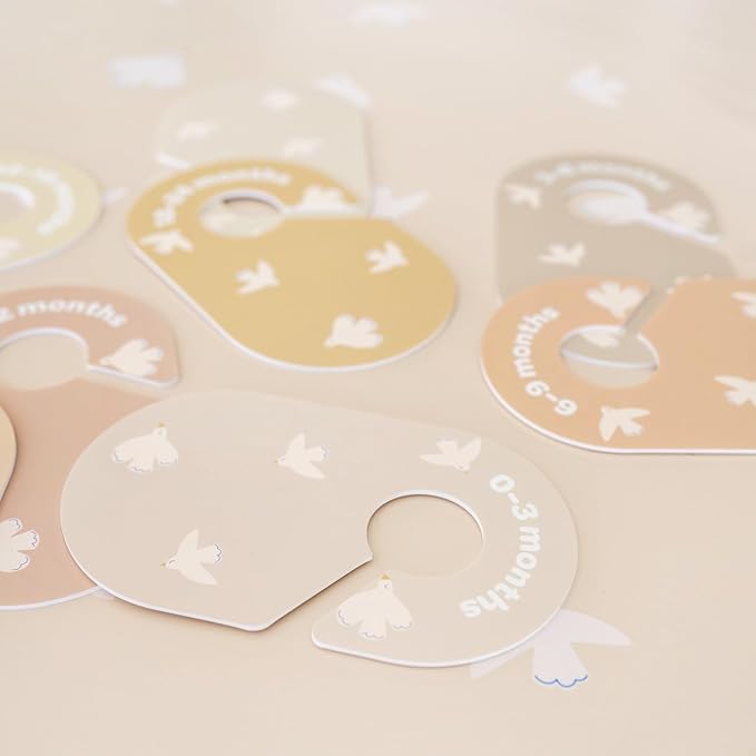 3 Sprouts Baby Closet Dividers Set of 8 - Toddler Clothes Organizer Hanger, Double-Sided Size Labels - Nursery Organization for Newborn Clothing, Infant, Boy & Girl - Bird