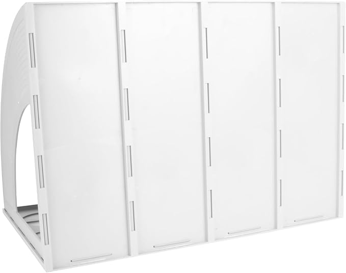 SAYEEC Sturdy Maganize Holder Desktop File Holder Organizer Plastic 4 Section Frames File Dividers Document Cabinet Rack Display Storage Organizer Box (Light Grey)
