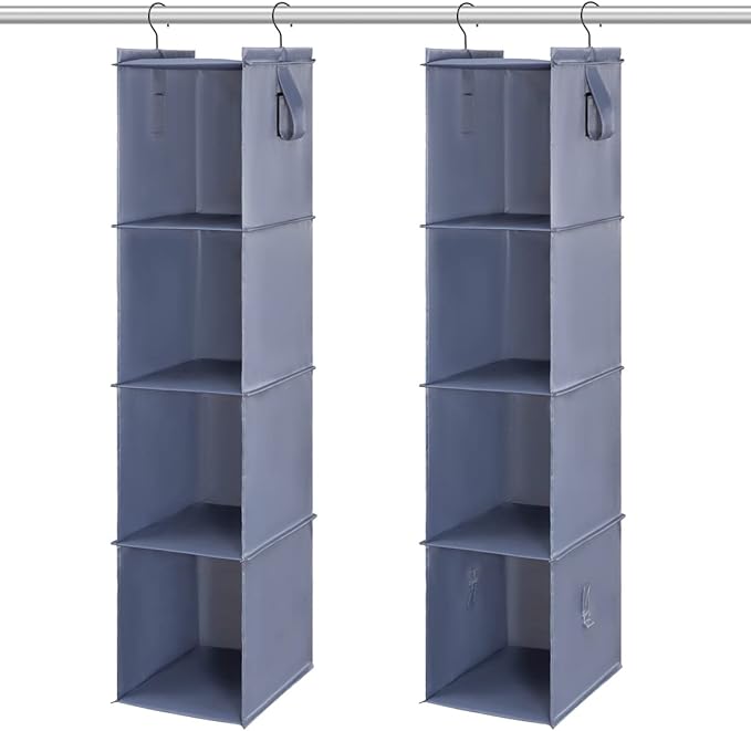Bag Rack for Closet - Hanging Purse Organizer Handbag Storage Bags Holder 2Pack 8 Shelves Keep Organized Grey