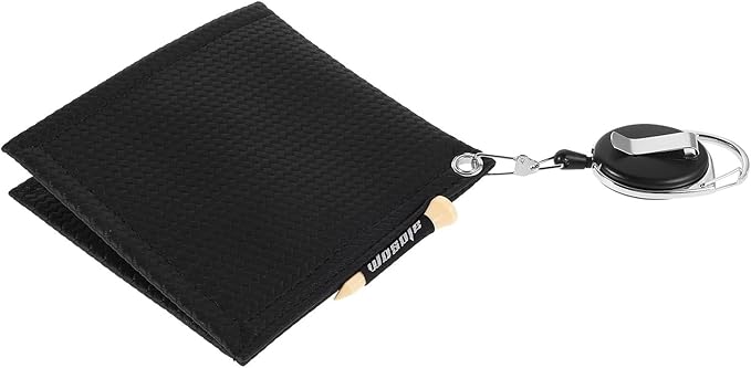 PRETYZOOM Golf Towel with Extendable Reel for Clubs and Balls Black Microfiber Cleaning Cloth Small Golf Accessory for On-Course Use