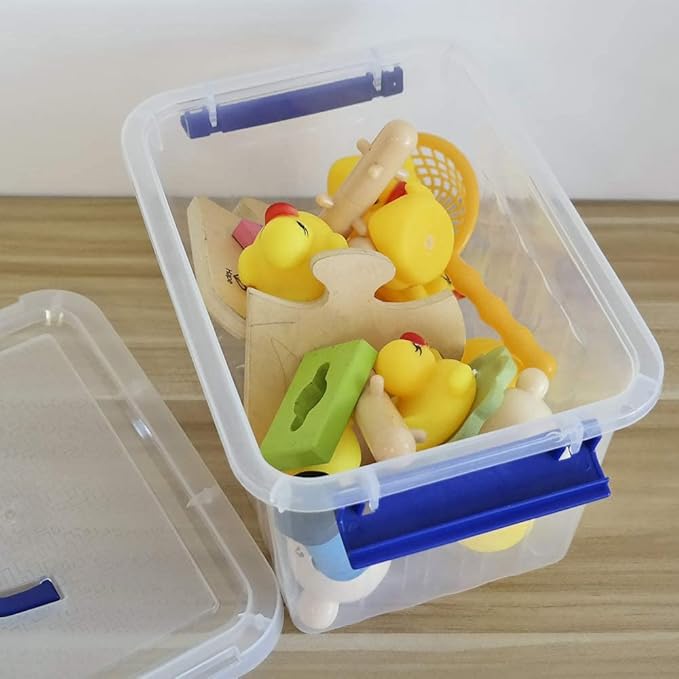 EudokkyNA Clear Storage Box with Lid, 6 Liter Small Plastic Box Bins Set of 6