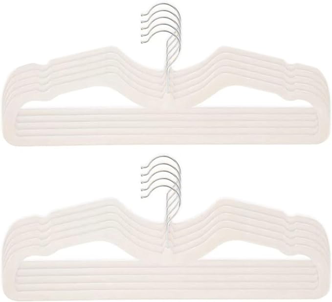 Velvet Hangers 50 Pack, Ultra Slim & Short Neck Hanger, 360 Swivel Hook, Space Saving Durable Non-Slip Felt Hangers,Beige b