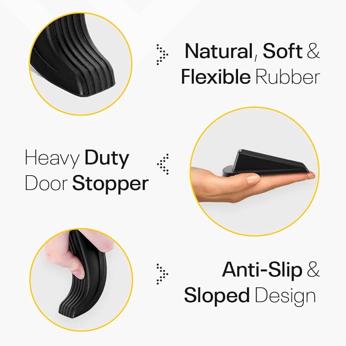Door Stoppers for Bottom of Door – Rubber Door Stopper Wedge – Pack of 2 – Door Stop – Door Stoppers – Doorstop – Door Wedge – Doorstops for Inside Door – Ideal for Homes, Schools, Offices, Workshops