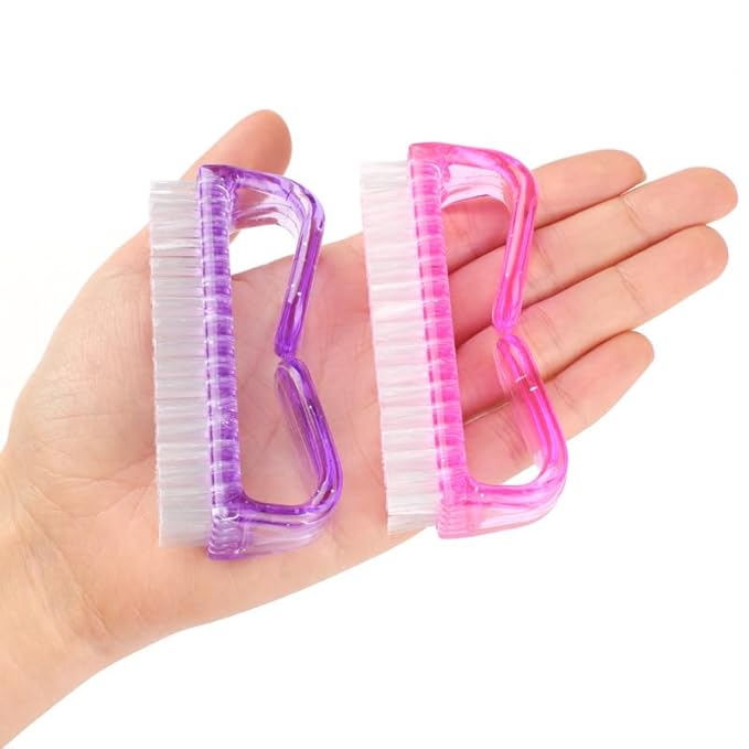 3Pcs Different Kinds of Fingernail brush with Plastic Handle Nail brush for cleaning Fingernails - Easy to use Nail Scrub brush - Nail Cleaner Nail brushes for Hands Feet(pink)