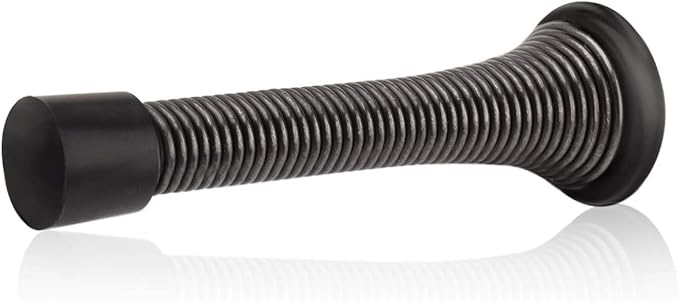 HOMOTEK 20 Pack Oil Rubbed Bronze Spring Door Stops,3-1/8” Heavy Duty Door Stop - Flexible Spring Door Stopper with Low Mounted Black Rubber Bumper Tips