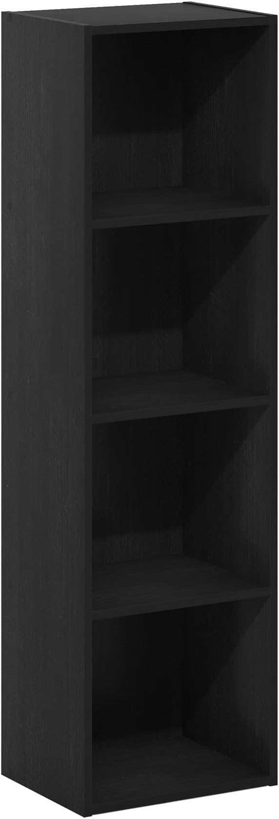 Furinno PASIR Book Shelf, 4-Tier Modern Bookshelf, Open Shelves Bookcase 9 x 12 x 42, for Living Room, Bedroom, Home Office, Blackwood