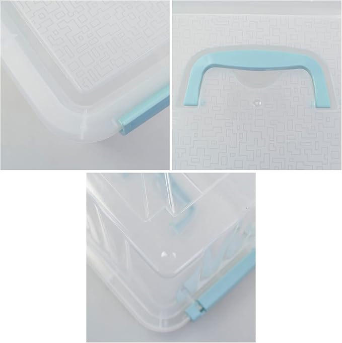 8 Quart Plastic Small Storage Box with Handel, Clear Storage Bin with Lid, 6 Pack