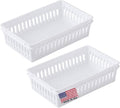 Tribello Plastic Bin Baskets for Organizing, White Storage Tray, Rectangle 9 x 6 x 2 - Pack of 4 - Made in USA