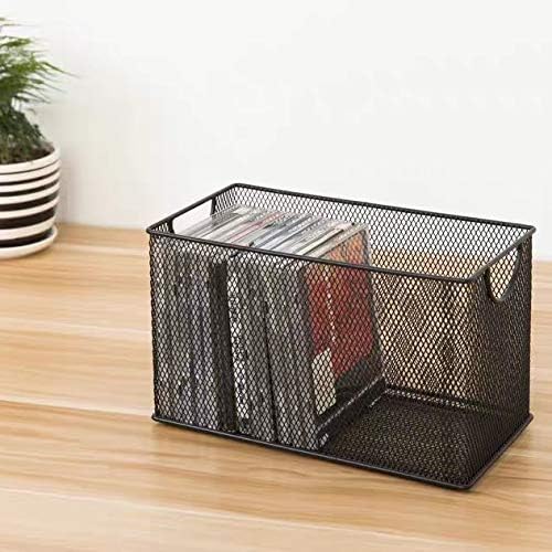 Set of 3 Household Wire Mesh Metal Steel Storage Basket Organizer CD Storage Boxes Organizer Bin Container Tote with Handles for Home Office 10.5" x 5.5" x 5.5"