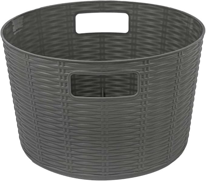 12-Pack Plastic Storage Baskets, Stackable & Nestable Organizer Bins for Toys, Clothes, Home (Gray - Circular)