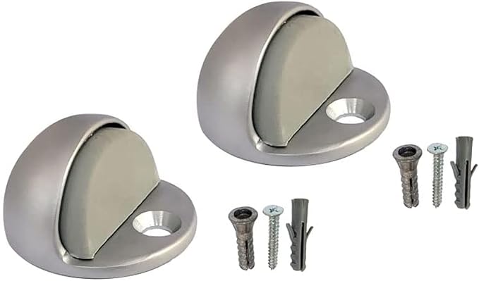 QCAA Low Dome Floor Door Stop, H 25.4 x Diameter 44.5mm, Zinc Die Cast, Satin Nickel, Made in Taiwan, 2 Pack